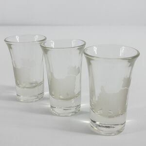 3 Shot Glasses Scottish Terrier Etched Frosted Scottie Dog Jigger